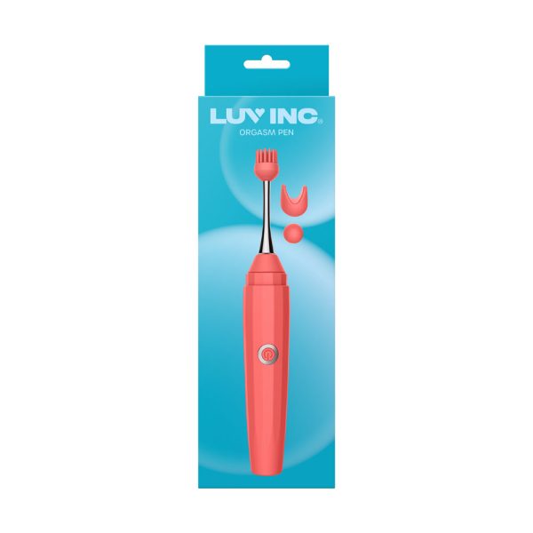 Luv Inc Op10 Orgasm Pen Rechargeable Pinpoint Vibrator with 3 Attachments Coral - Image 6