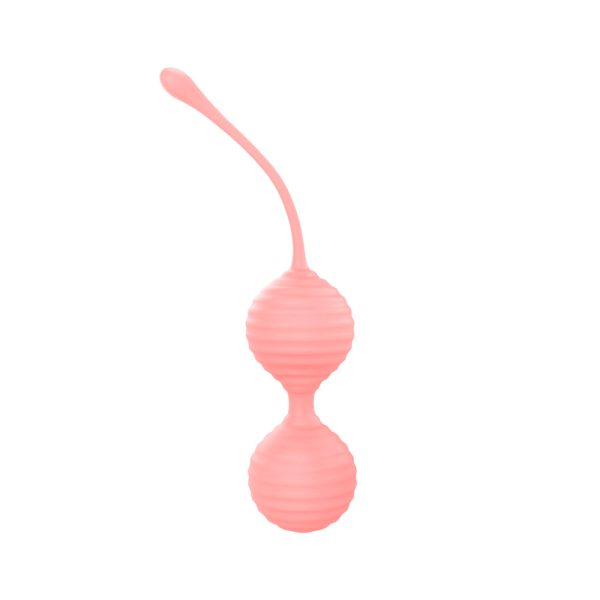 Luv Inc Kg88 Kegel Balls Ribbed Silicone 2-Piece Set Light Pink - Image 2