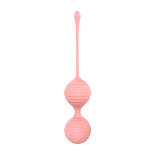 Luv Inc Kg88 Kegel Balls Ribbed Silicone 2-Piece Set Light Pink - Image 4