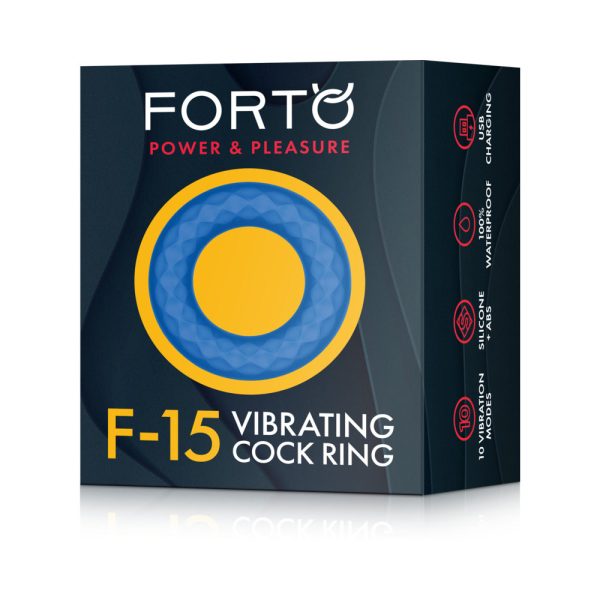 Forto F-15 Rechargeable Silicone Vibrating Cockring Blue - Image 6