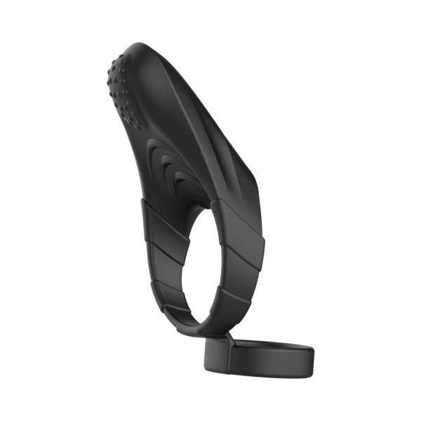 Forto F-48 Rechargeable Silicone Perineum Vibrating Double Cockring Black - Image 3