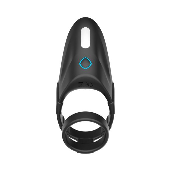 Forto F-48 Rechargeable Silicone Perineum Vibrating Double Cockring Black - Image 5