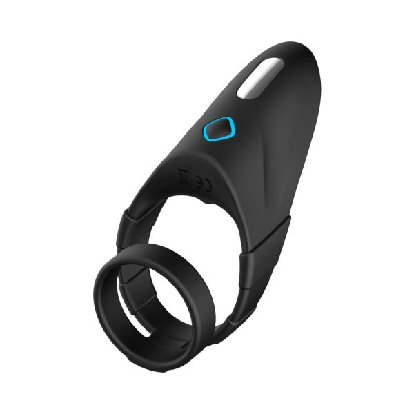 Forto F-48 Rechargeable Silicone Perineum Vibrating Double Cockring Black - Image 6