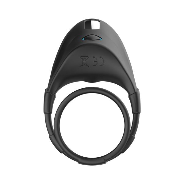 Forto F-48 Rechargeable Silicone Perineum Vibrating Double Cockring Black - Image 8