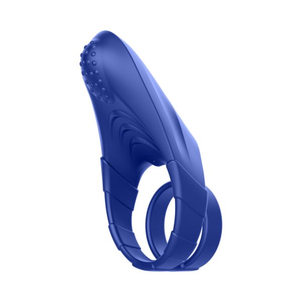 Forto F-48 Rechargeable Silicone Perineum Vibrating Double Cockring Blue - Image 2
