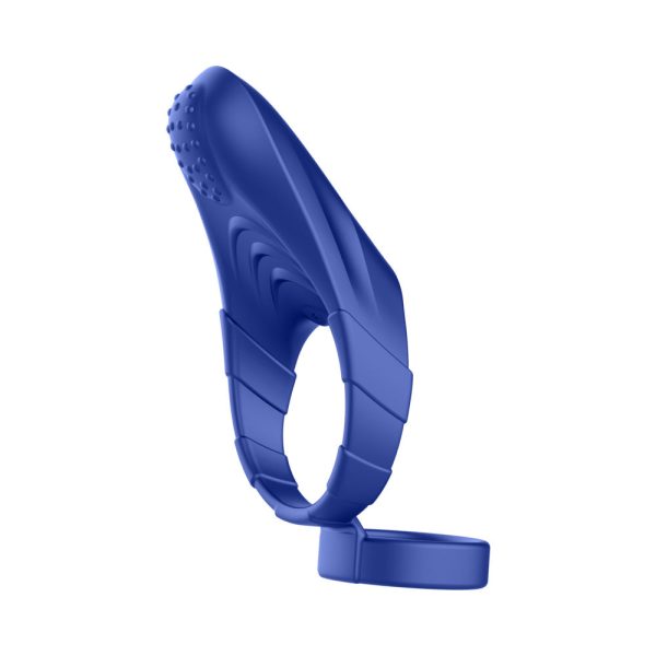 Forto F-48 Rechargeable Silicone Perineum Vibrating Double Cockring Blue - Image 3