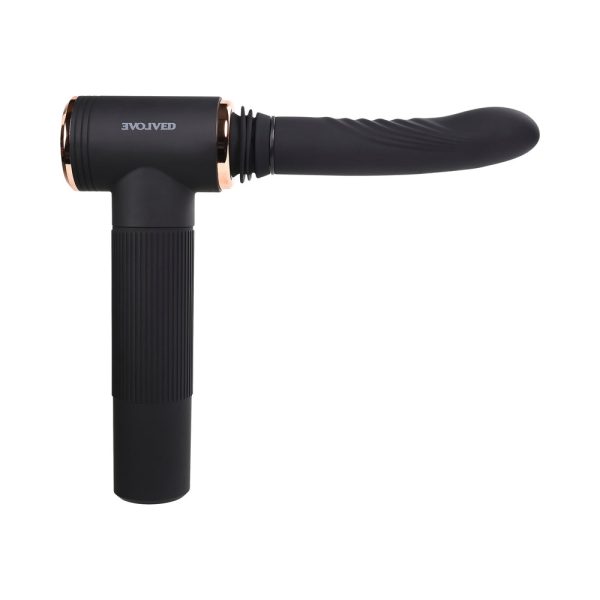 Evolved Too Hot To Handle Rechargeable Silicone Thrusting Sex Machine Black - Image 6