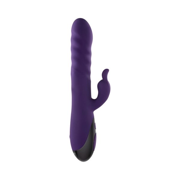Evolved Rascally Rabbit Rechargeable Thrusting Swirling Silicone Vibrator Purple - Image 2