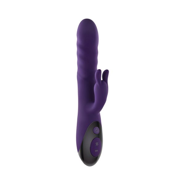 Evolved Rascally Rabbit Rechargeable Thrusting Swirling Silicone Vibrator Purple - Image 4