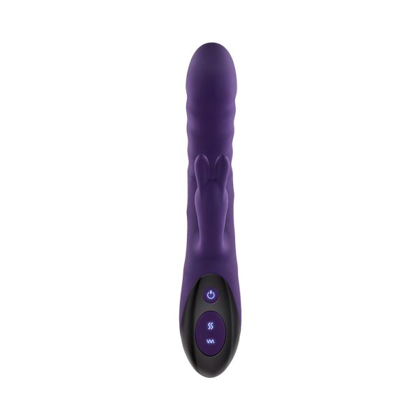 Evolved Rascally Rabbit Rechargeable Thrusting Swirling Silicone Vibrator Purple - Image 6