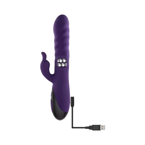Evolved Rascally Rabbit Rechargeable Thrusting Swirling Silicone Vibrator Purple - Image 8