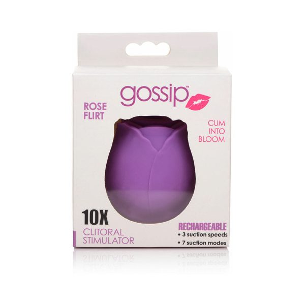 Curve Toys Gossip Cum Into Bloom Rechargeable Silicone Clitoral Stimulator Rose Flirt Violet - Image 7