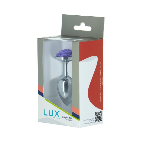 Lux Active Rose Metal Butt Plug 3 in. Purple - Image 3