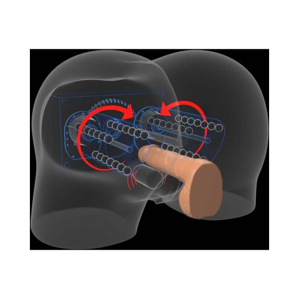 PDX Elite Milk Me Silly Remote-Controlled Vibrating Rotating Dual-Entry Mega Masturbator Brown - Image 4