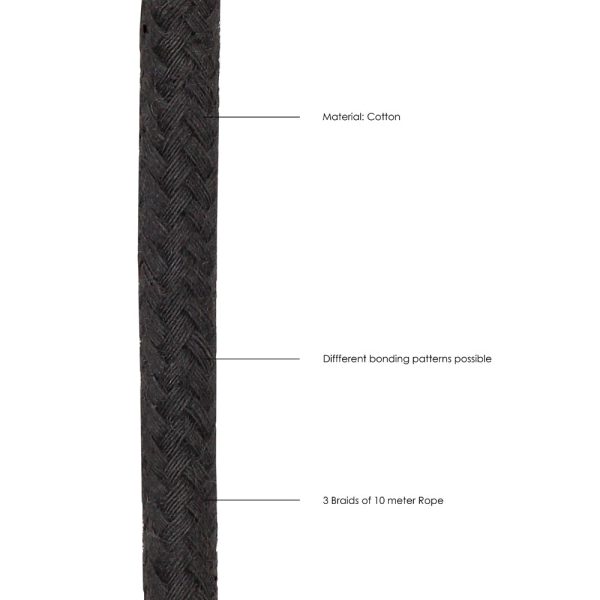 Ouch! Black & White Japanese Rope 10 m / 33 ft. Black - Image 6