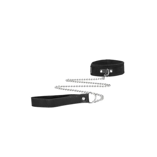 Ouch! Black & White Adjustable Velcro Collar With Leash & Wrist Cuffs Black - Image 5