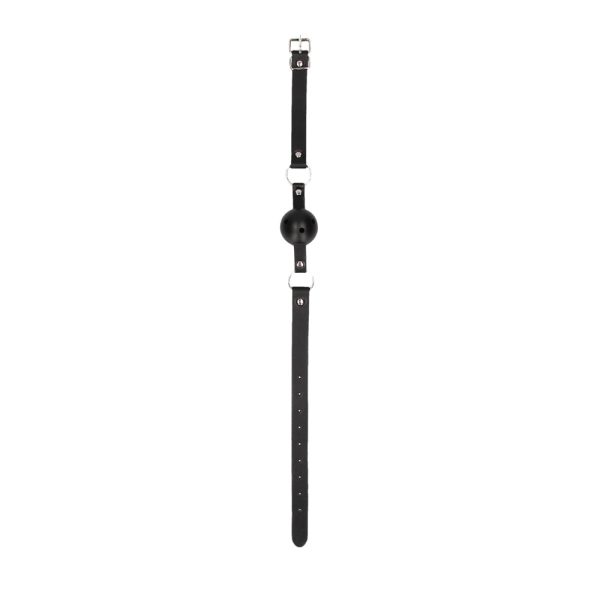 Ouch! Black & White Breathable Ball Gag With Bonded Leather Straps Black - Image 3