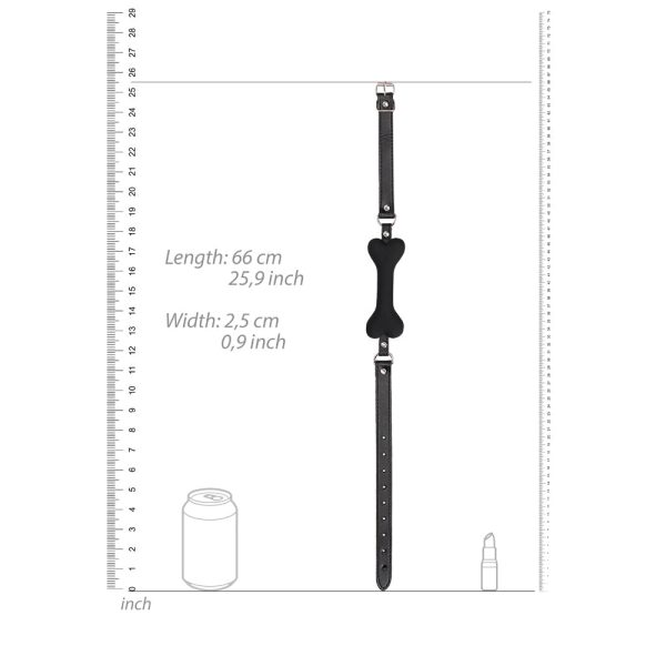 Ouch! Black & White Silicone Bone Gag With Adjustable Bonded Leather Straps Black - Image 6