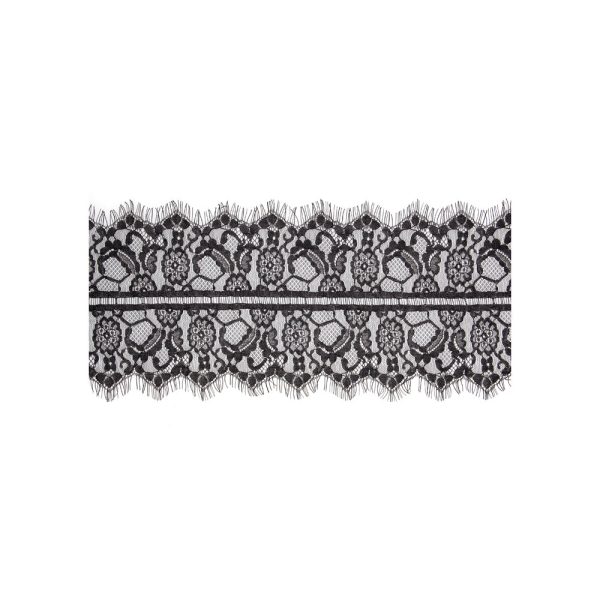 Ouch! Black & White Lace Mask With Elastic Straps Blindfold Black - Image 2