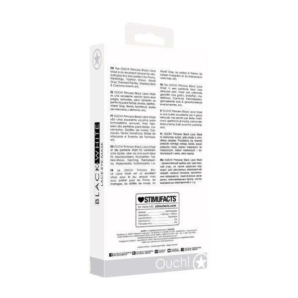 Ouch! Black & White Princess Lace Eye Mask Black - Image 6