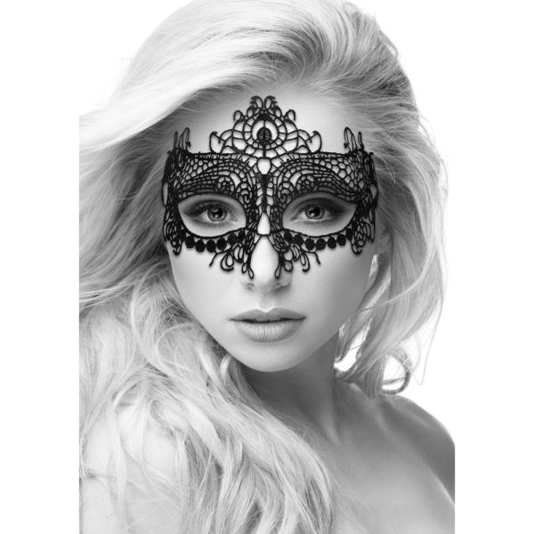 Ouch! Black & White Queen Lace Eye Mask Black - Image 5