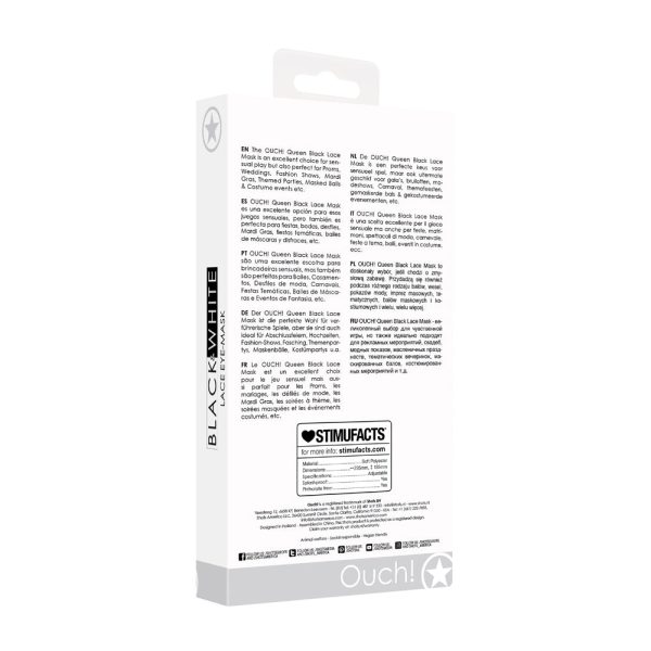 Ouch! Black & White Queen Lace Eye Mask Black - Image 6