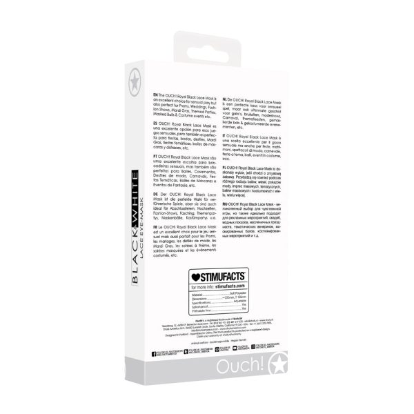 Ouch! Black & White Royal Lace Eye Mask Black - Image 6