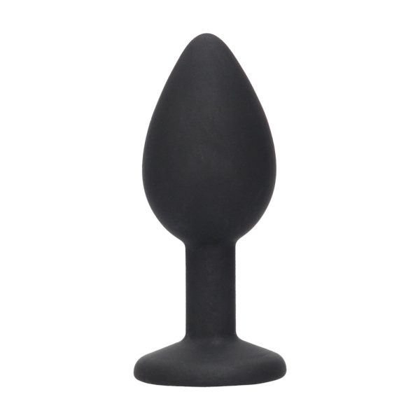 Ouch! Black & White Silicone Butt Plug With Removable Jewel Black - Image 2