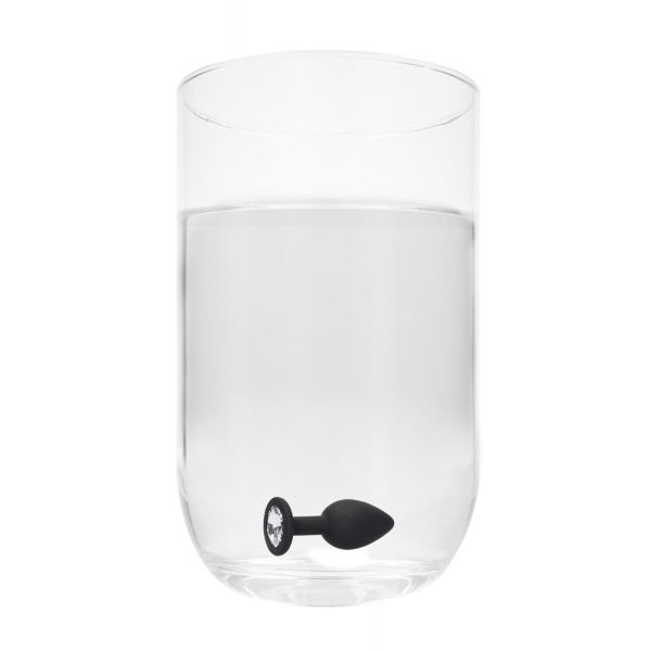 Ouch! Black & White Silicone Butt Plug With Removable Jewel Black - Image 6