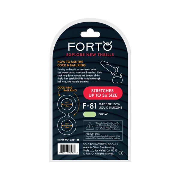 Forto F-81 Liquid Silicone Cock & Ball Double Ring Small Glow - Image 4