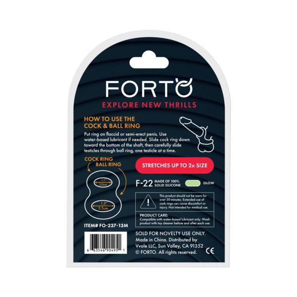 Forto F-22 Liquid Silicone Cock & Ball D-Ring Medium Glow - Image 4