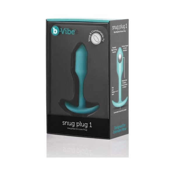 b-Vibe Snug Plug 1 Weighted Silicone Anal Plug Mint - Image 2