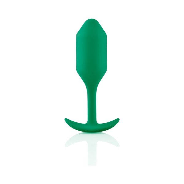 b-Vibe Snug Plug 2 Weighted Silicone Anal Plug Green - Image 3