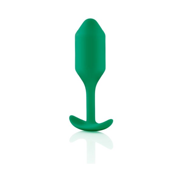 b-Vibe Snug Plug 2 Weighted Silicone Anal Plug Green - Image 4