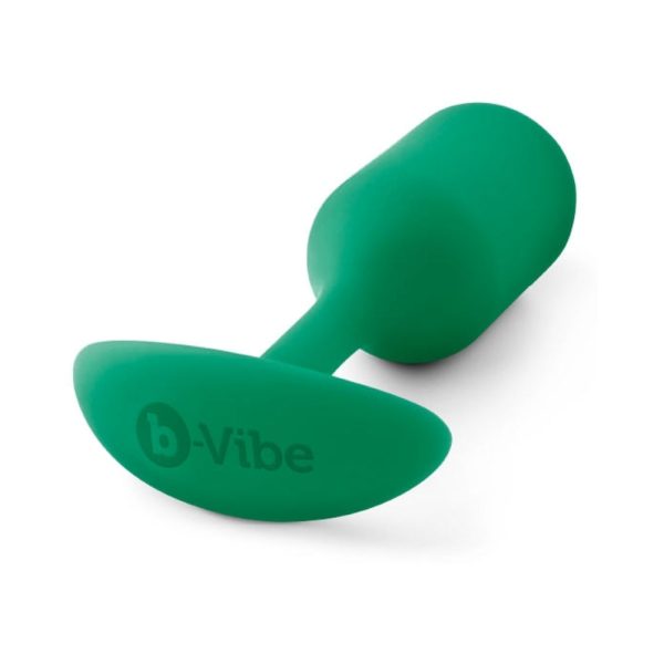 b-Vibe Snug Plug 2 Weighted Silicone Anal Plug Green - Image 5