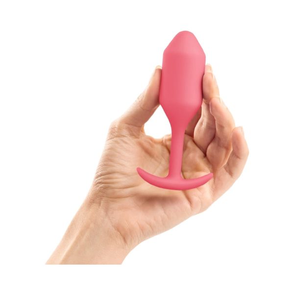 b-Vibe Snug Plug 2 Weighted Silicone Anal Plug Coral - Image 6