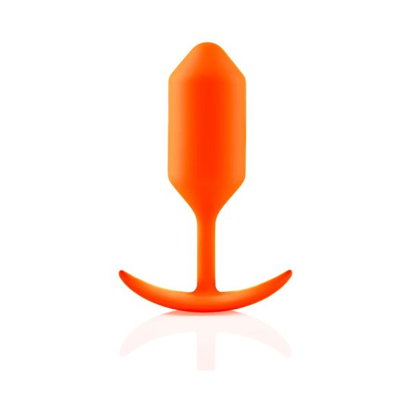 b-Vibe Snug Plug 3 Weighted Silicone Anal Plug Orange - Image 3