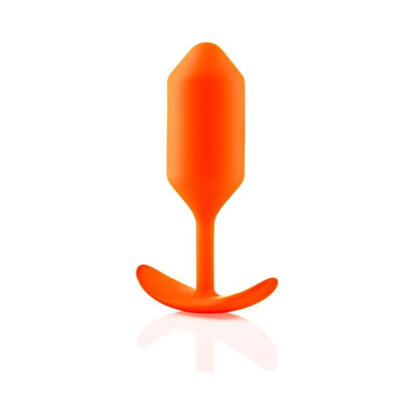 b-Vibe Snug Plug 3 Weighted Silicone Anal Plug Orange - Image 4
