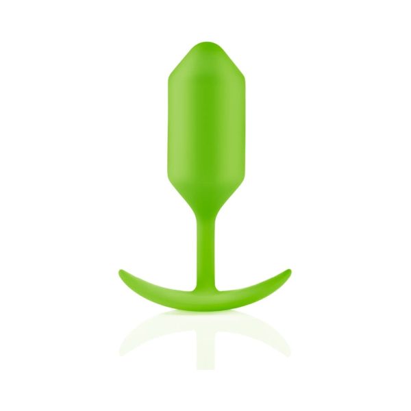 b-Vibe Snug Plug 3 Weighted Silicone Anal Plug Lime - Image 3