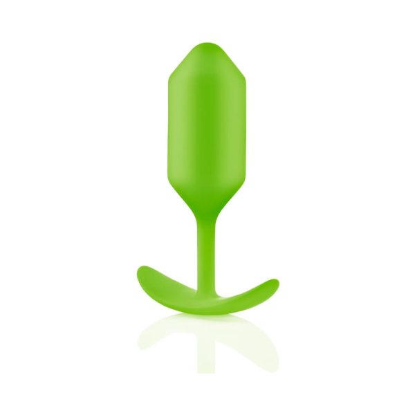 b-Vibe Snug Plug 3 Weighted Silicone Anal Plug Lime - Image 4