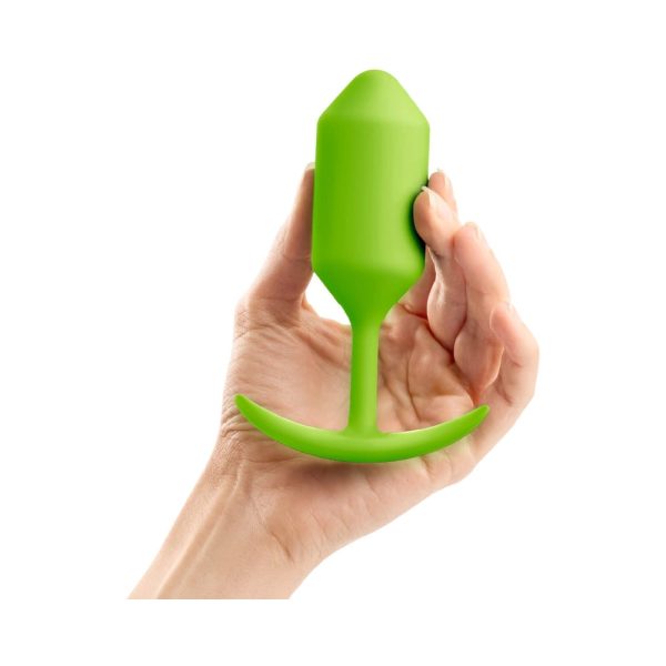 b-Vibe Snug Plug 3 Weighted Silicone Anal Plug Lime - Image 6
