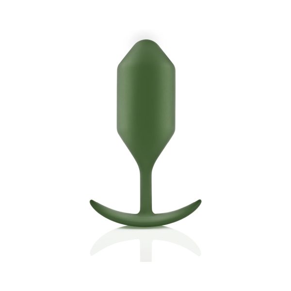 b-Vibe Snug Plug 4 Weighted Silicone Anal Plug Army - Image 3