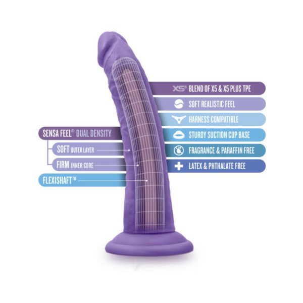 Au Naturel Bold Jack 7 in. Posable Dual Density Dildo Purple - Image 6