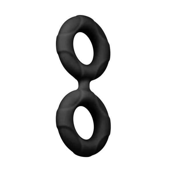Forto F-81 Liquid Silicone Cock & Ball Double Ring Medium Black - Image 3