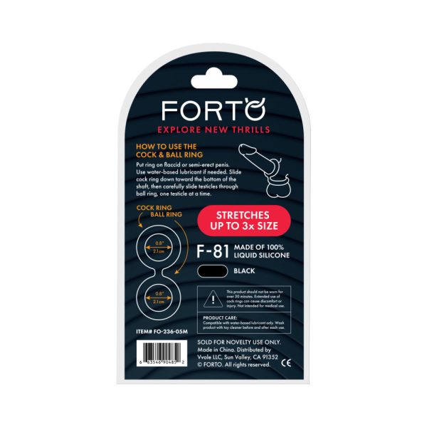 Forto F-81 Liquid Silicone Cock & Ball Double Ring Medium Black - Image 4