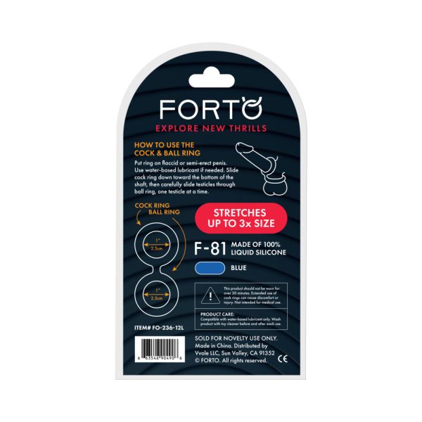 Forto F-81 Liquid Silicone Cock & Ball Double Ring Large Blue - Image 4
