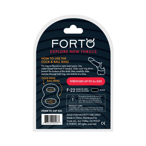 Forto F-22 Liquid Silicone Cock & Ball D-Ring Large Black - Image 4