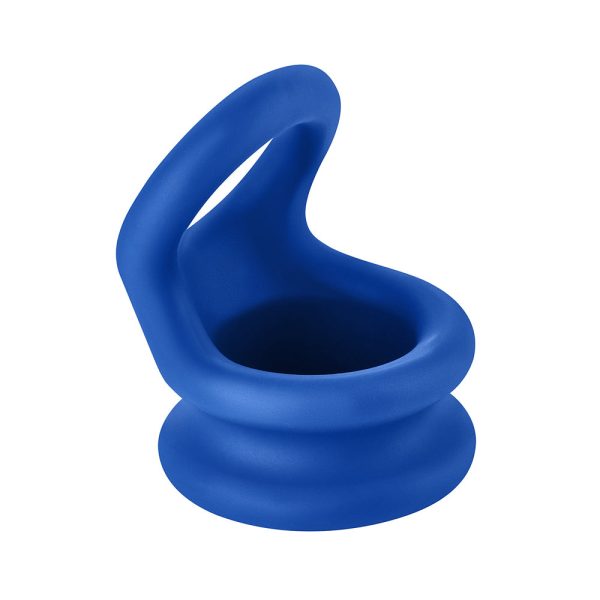 Forto F-20 Liquid Silicone Cockring & Ball Stretcher Medium Blue - Image 4
