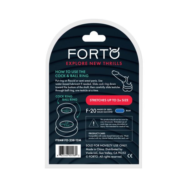 Forto F-20 Liquid Silicone Cockring & Ball Stretcher Medium Blue - Image 5