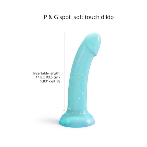 Love to Love Dildolls Nightfall 6 in. Silicone Dildo with Gold Star Glitter Blue - Image 3